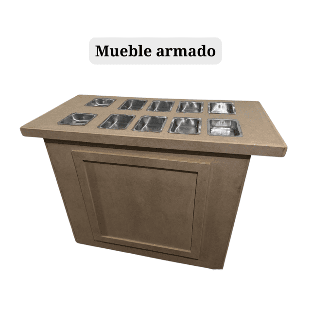 Barra de Snacks Plegable MDF con Insertos de Acero Inoxidable