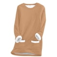 thumbnail image 2 of Lined Sweatshirts for Women 2025 Long Sleeve Crewneck Plain Fuzzy Sweatshirt with Pockets Pullover Tops, 2 of 5