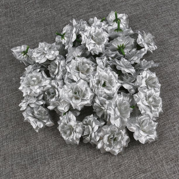 IFANLANDOR 100Ud Rosas Artificiales Plateadas En Seda Para Guirnaldas Y Decoraciones De