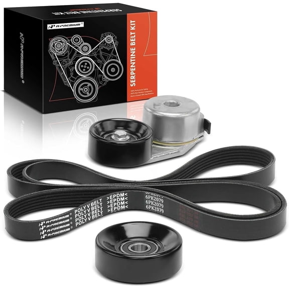 A-Premium Engine Serpentine Belt Drive Kit with Tensioner & Idler Pulley Compatible with Ford Ranger 1998-2001 L4 2.5L & Mazda B2300 1995-1997 L4 2.3L, B2500 1998-2001 L4 2.5L - SOHC, Gas