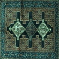 thumbnail image 1 of Ahgly Company Machine Washable Indoor Square Persian Turquoise Blue Traditional Area Rugs, 5' Square, 1 of 4
