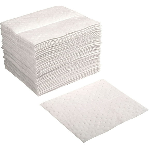 Global Industrial B2305920 Hydrocarbon Based Oil Sorbent Pad - Medium - 15 x 18 in. - White - Pack of 100