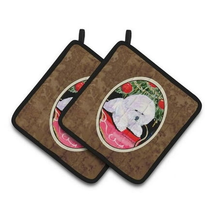 

Christmas Tree with Bichon Frise Pair of Pot Holders 7.5 x 3 x 7.5 in.