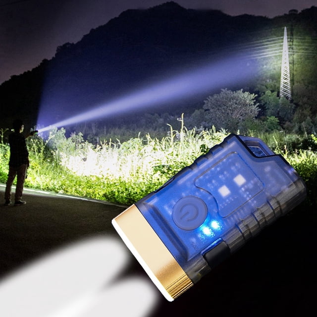 Wmhnj Linterna recargable de 900 lmenes con base magntica, 5 modos de color, carga USB-C, alcance de 100 m, acero inoxidable 304, resistente al agua para camping y emergencias.
