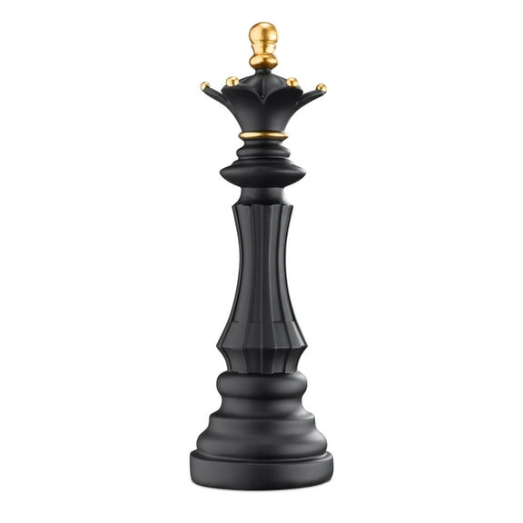 Navaris Chess Statue Decor Piece - 14.5" Tall Decorative Resin Sculpture - Large Game Figure Decoration Ornament for Home, Office, Study - Black Queen