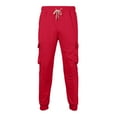 thumbnail image 4 of sususu Sweatpants Men Baggy,Solid Color Casual Trousers for Men Comfortable Flat Front Design with Side Pockets Everyday Wear Versatile Pants,Red,XXL, 4 of 5