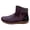 Purple, variant on Women's Leather Winter Snow Boots Side Zipper Patchwork Waterproof Vintage Antislip Round Toe Casual Booties Black Size 6.5