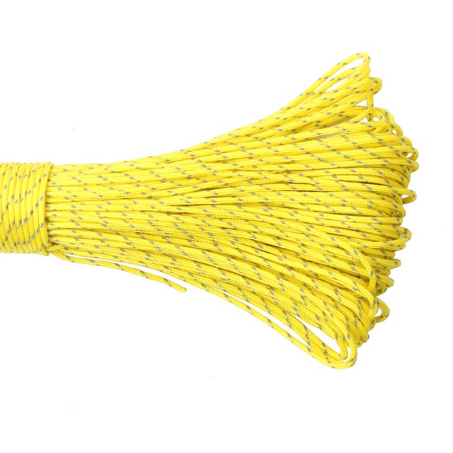 Paracord 2mm Reflective Rope 3 Strand Core Outdoor Camping Cord Parachute Cord Lanyard Tent Multifunction yellow reflective 50meters
