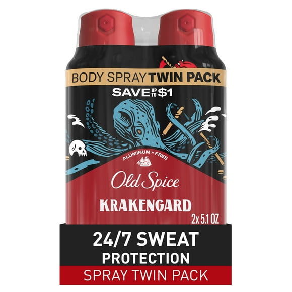 Old Spice Aluminum Free Body Spray for Men, Krakengard, 2/5.1 oz