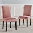 thumbnail image 5 of Side Dining Chair, Set of 2, Velvet, Wood, Pink, Modern Contemporary Urban Design, Kitchen Room Cafe Bistro Restaurant Hospitality, 5 of 10
