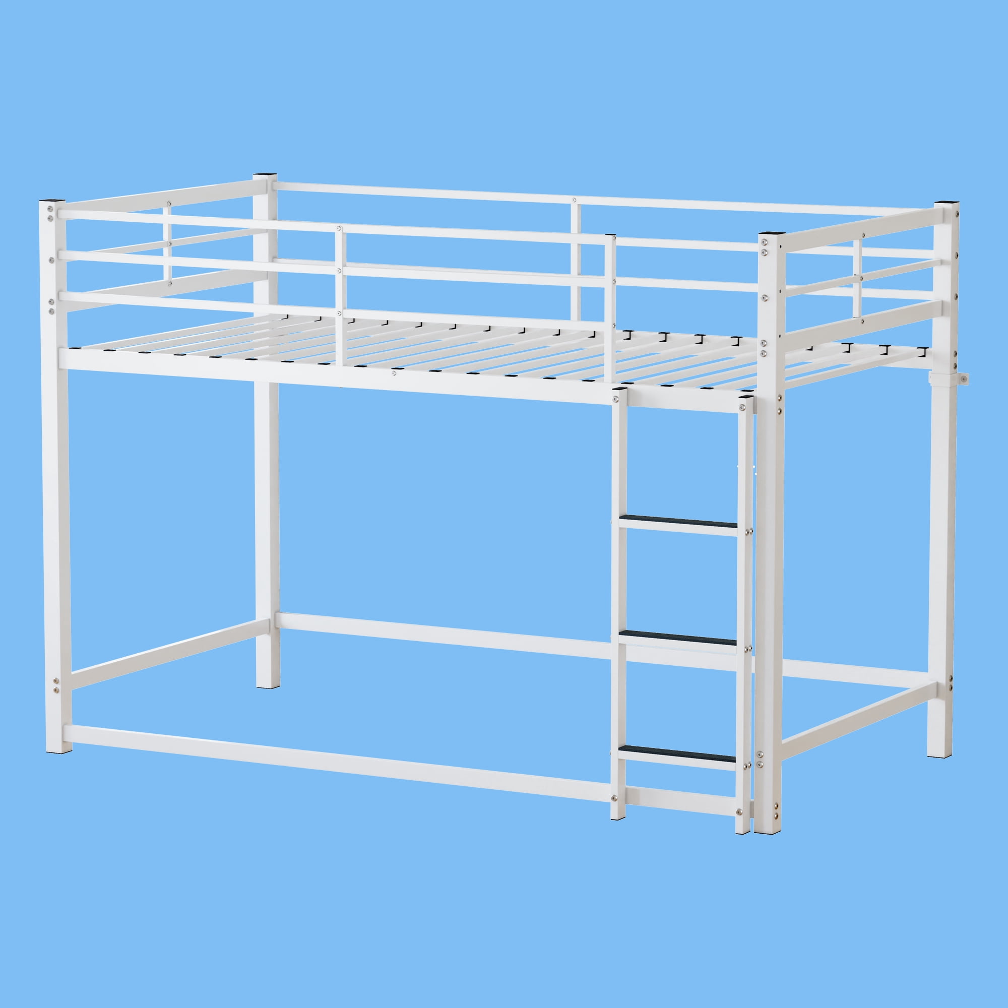 Mintazer Modern Twin Over Twin Metal Bunk Bed with Ladder and Guardrails for Bedroom Guest Room, Black