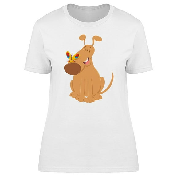 Cute Cartoon Of A Happy Dog T-Shirt Women -Image by Shutterstock, Female Small