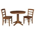 thumbnail image 3 of 36" Round Solid Wood Extension Dining Table with Leaf and 2 Madrid Ladder Back Chairs in Distressed Oak by International Concepts, 3 of 3