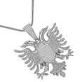 thumbnail image 2 of 28+ Grams Real Silver 2.00 Cwt. 14k White Gold Over Albanian Eagle Pendent Charm Chain, 2 of 4