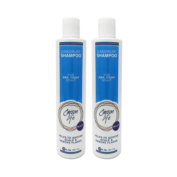 Carson Life Champú anticaspa sin parabenos ni sulfatos, 10 onzas, hidrata, repara y alivia el cuero cabelludo seco, elimina las escamas y restaura el brillo (paquete de 2)