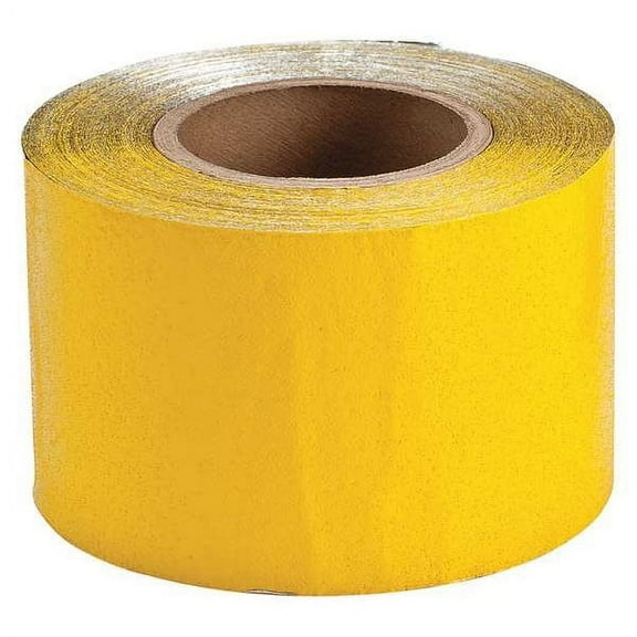 Pavement Marking Tape, Vinyl, 50 yd Length, 4 in Width, Yellow, Adhesive