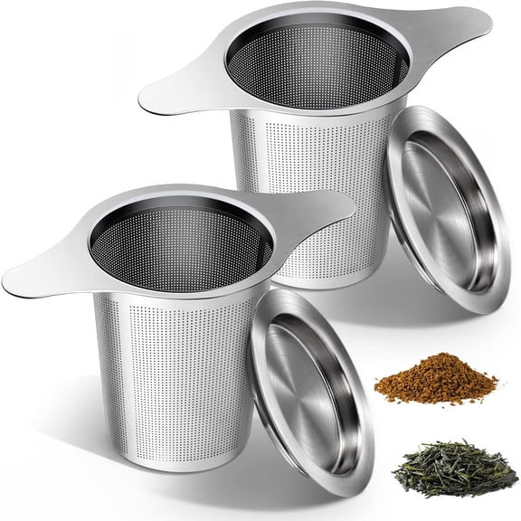 Genreen 2 pack Tea Infuser for Loose Tea,Large Capacity Loose Leaf Tea Steeper 18/8 Stainless Steel Loose Leaf Tea Infuser Double Handles Loose Tea Steeper Mugs, Cups Tea Steeper for Loose Tea