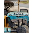 thumbnail image 5 of Outdoor Tablecloth with Umbrella Hole for Patio/Picnic/Party/Camping, Nautical Anchor Waterproof Table Cloth Square Cover Washable, Retro Blue Brown Wooden Boards Farmhouse (60"x 60"), 5 of 8