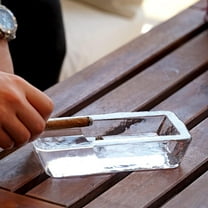 Large Heavy Glass Cigar Ashtray for Outdoor & Indoor Use - Premium Luxury Glass Ash Tray