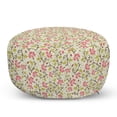 thumbnail image 1 of Ladybugs Pouf Cover with Zipper, Curving Flower Design with Ladybugs and Retro Features Small Beetles Theme, Soft Decorative Fabric Unstuffed Case, 30" W X 17.3" L, Pale Green Pink, by Ambesonne, 1 of 5