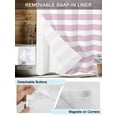 thumbnail image 3 of No Hook Cloth Fabric Shower Curtain with Snap in Liner, Pink Stripe Waterproof Shower Curtains Set with See Through Top Window, Modern Simple Geometric White Striped Bath Curtains Shower 66"x72", 3 of 6