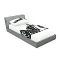 thumbnail image 2 of Ambesonne Black Grey Fitted Sheet & Pillow Sham Set, Custom Motorcycle, Twinxl, Grey Black White, 2 of 2
