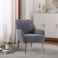 thumbnail image 6 of LUCKHAO  Accent Chair Set of 2,Modern Mid Century Velvet Sherpa Armchair,Comfy Arm Chair for Living Room Bedroom Office Waiting Room,Barrel Chairs, 6 of 7