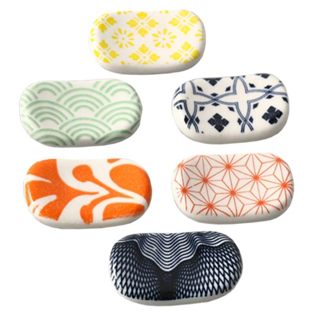 Soporte para palillos de 6 piezas, soportes para palillos pintados a mano de cerámica, soporte para palillos de estilo japonés para palillos, tenedores Sincero Hogar
