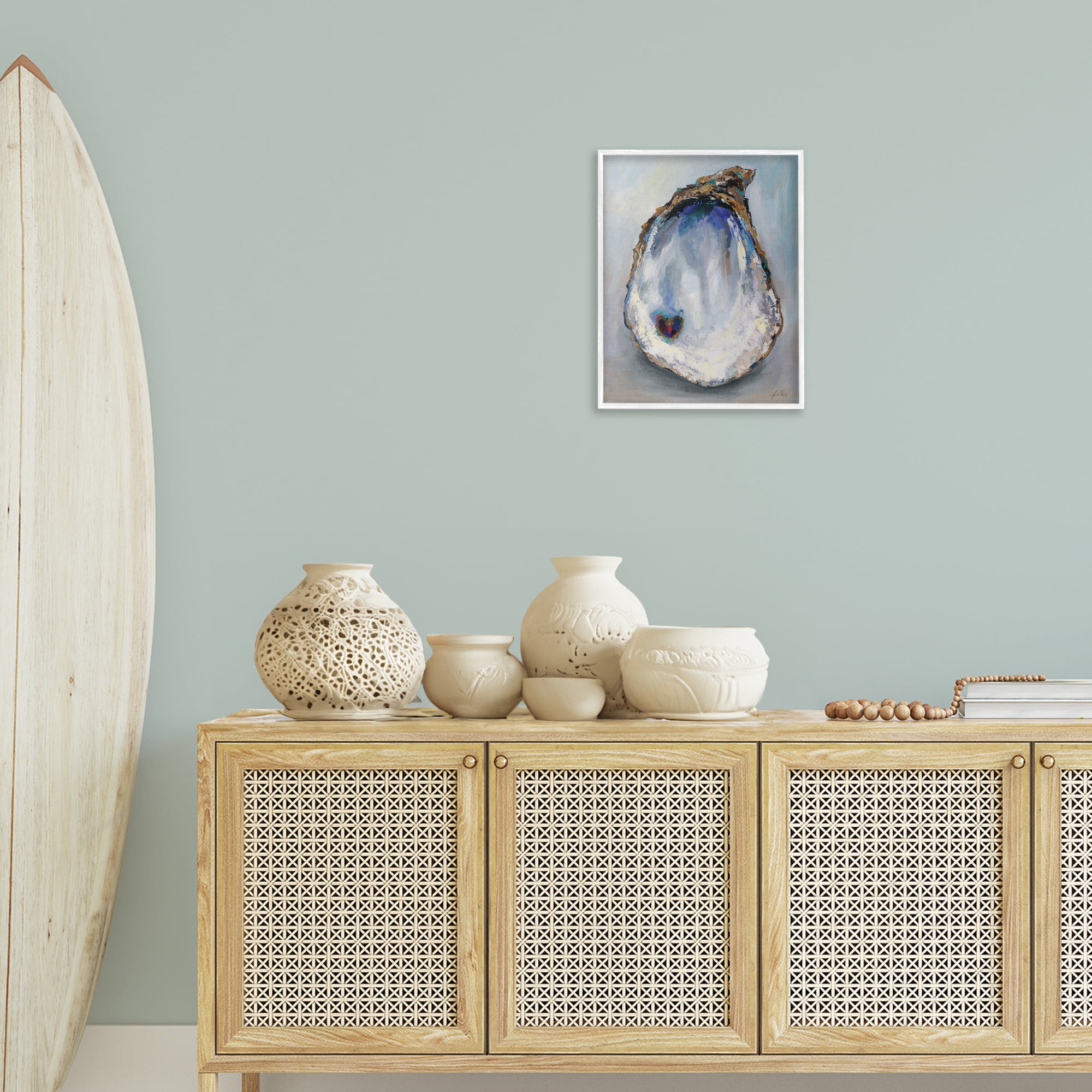 Stupell Industries Organic Oyster Shell Animals & Insects Painting White Framed Art Print Wall Art, 16 x 20