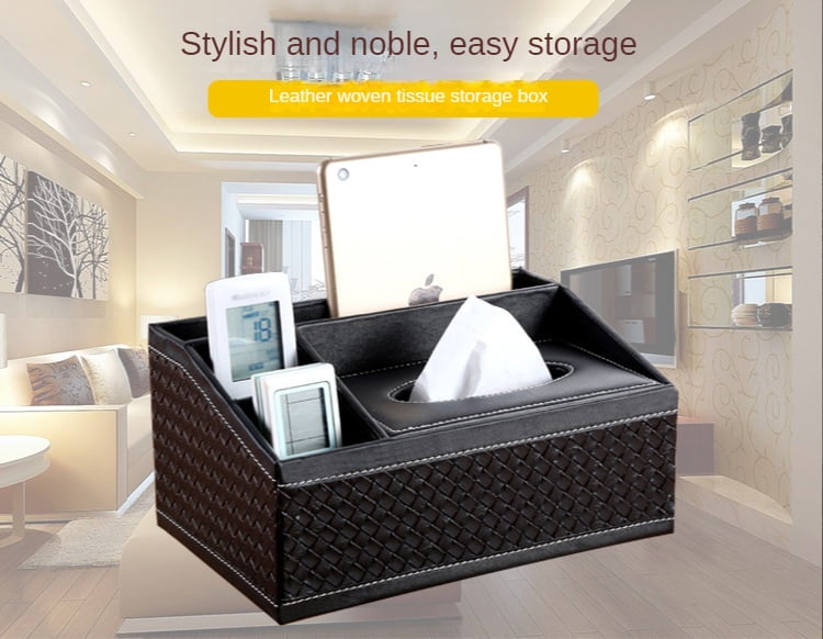 New Arrival Multifunction Pu Leather Remote Control Tissue Paper Storage  Box Tissue Box Cover Rectangular For Living Room