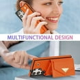 thumbnail image 5 of Feishell Crossbody Wallet Case for Samsung Galaxy S25 Ultra, PU Leather Lanyard Shoulder Strap Wallet Case with Card Holder, Shockproof Full Protection Flip Kickstand Phone Case, Orange, 5 of 11