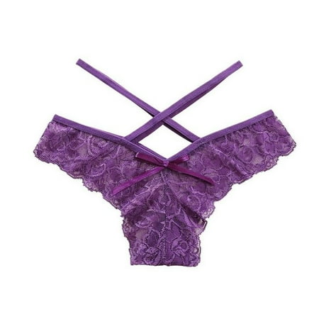 

Womens Underwear Briefs Thong Cross Lace Hollow Out Breathable Panties
