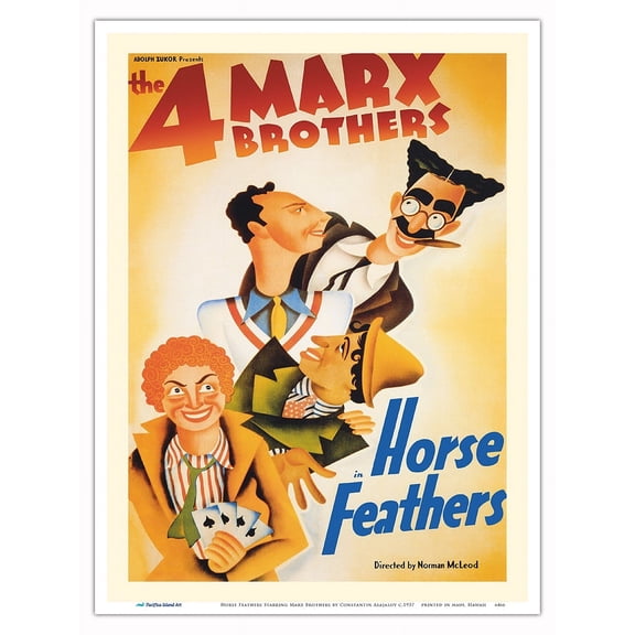 Horse Feathers - Starring The Marx Brothers - Vintage Film Movie Poster by Constantin Alajalov c.1937 - Master Art Print (Unframed) 9in x 12in