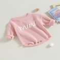 thumbnail image 3 of Nouveau-né Bébé Garçons Filles Pull Rompers Lettre Col Rond Manches Longues Tricot Combinaisons Automne Vêtements Combinaisons, 3 of 7