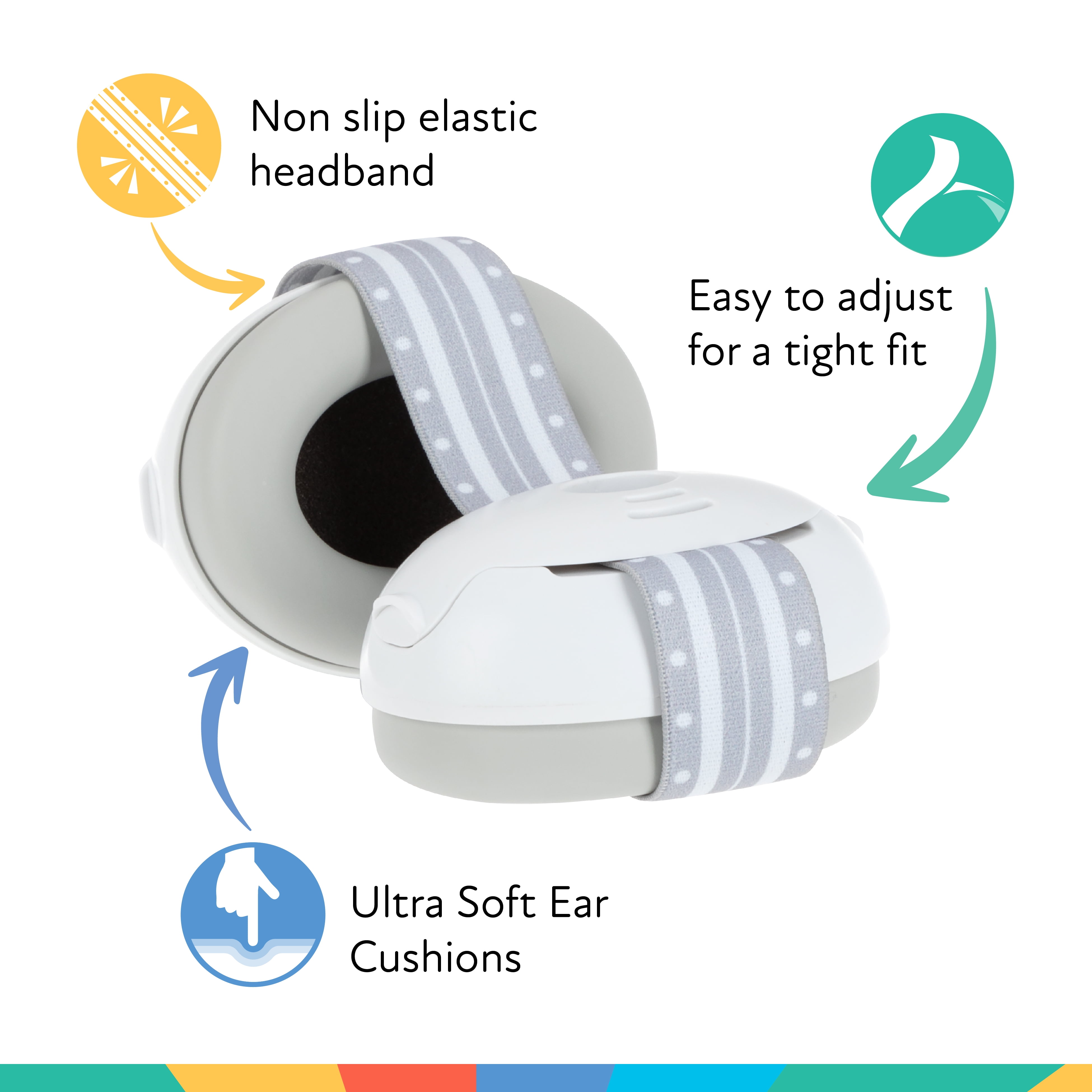 Nuby Soft Sounds Adjustable Earmuffs for Babies, White