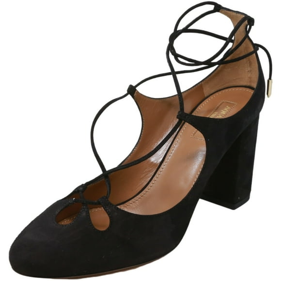 Aquazzura Firenze Women's Dancer Pump 85 Suede Black Ankle-High - 7.5 M