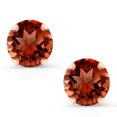 thumbnail image 2 of Gem Stone King 10K Rose Gold Red Garnet Stud Earrings for Women Men (2.00 Ct, Gemstone Birthstone Round 6MM), 2 of 4
