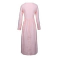 thumbnail image 6 of TIANEK Sun Dresses for Women Casual Beach Long Sleeve Solid Color Midi Kaftan Dress Cotton Linen Pleated Pockets Long Teen Dresses, 6 of 9