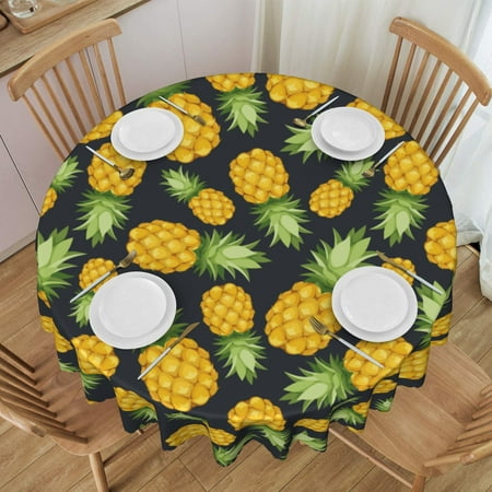 

Tablecloth Pineapples Table Cloth For Circular Tables Waterproof Resistant Picnic Table Covers For Kitchen Dining/Party