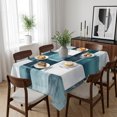 thumbnail image 6 of Teal Geometric Table Cloth Waterproof Tablecloths, Vintage Oil Painting Contemporary Tablecloth Dining Table Cover for Kitchen Party Tabletop Outdoor, Rectangle Tablecloth 60x102 Inch, 6 of 9