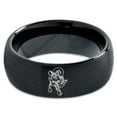 thumbnail image 2 of Tungsten Ram Rams Sheep Goat Band Ring 8mm Men Women Comfort Fit Black Dome Brushed Polished, 2 of 4