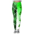 thumbnail image 5 of Arlun St. Patrick's Day Leggings for Women Trendy Checkered and Shamrock Printed Stretch Yoga Pants High Waisted Slim Fitting Sports Fitness Casual Leggings White XL, 5 of 5