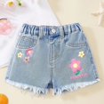 thumbnail image 2 of Whouriu Girls Summer Jean Shorts Flower Print Soft Lightweight Casual Shorts, Sizes 5-14, 2 of 7