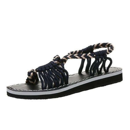 

Womens Sandals Fashion Summer Women Sandals Flat Lightweight Comfortable Rope Strap Colorblock Casual Women S Sandals Pu Beige 37