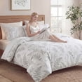 thumbnail image 2 of 100% Cotton Floral Duvet Cover Set Queen Size, Gray Branches Floral Bedding, 3 Pcs with Zipper Closure & Corner Ties, Soft Breathable Duvet Cover for All Seasons, 2 of 8