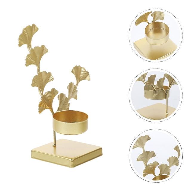 Greenadscape Portavelas Decorativo Metálico Dorado Con Textura Fina Para Ambiente Cálido En Fiestas