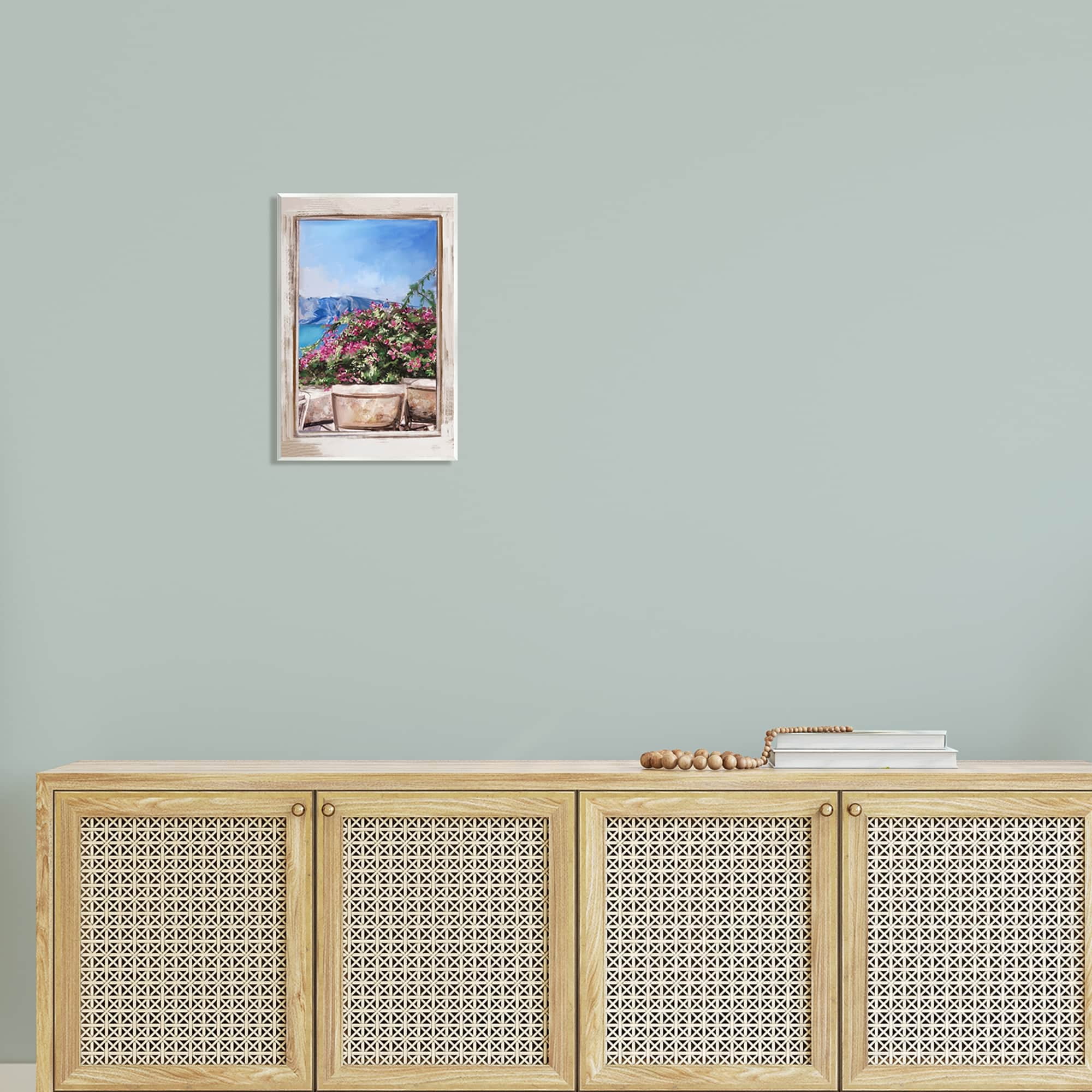 Stupell Industries Through Window View Seaside Flower Garden Scene Painting Unframed Art Print Wall Art, Design by Ziwei Li