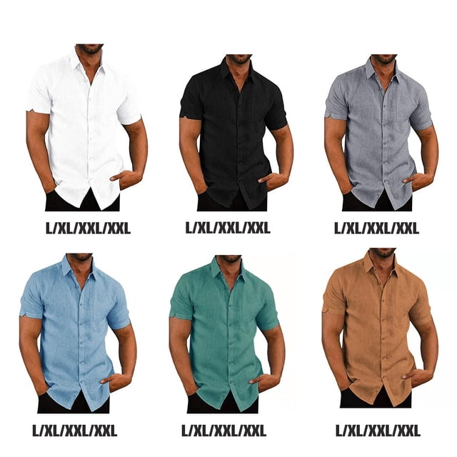 Baohd Chemise à Simple Boutonnage pour Hommes, Été, Manches Courtes, Col Rabattu, Mode, Blanc TTTG