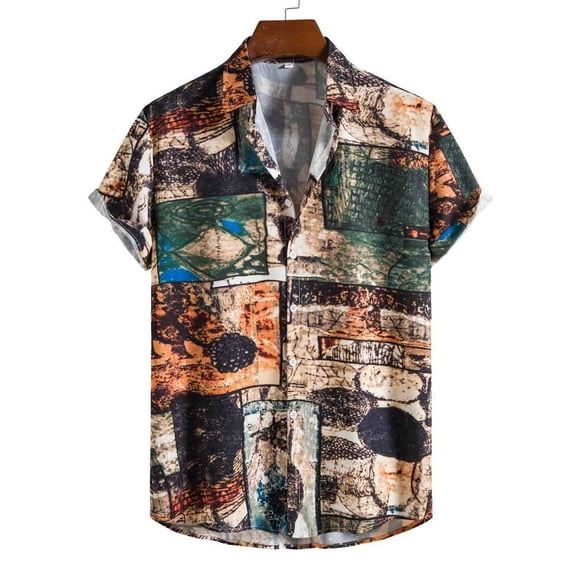 toraway Mens Shirts Casual Stylish Fall Turtle Male Spring and Summer Single Shirts Casual Old Print Lapel Beach Short Sleeve Vacation Outdoor Vacation Shirts XXL