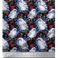 thumbnail image 1 of Soimoi Black Cotton Duck Fabric Brush Stroke,Floral & American Robin Bird Print Sewing Fabric BTY 42 Inch Wide, 1 of 1